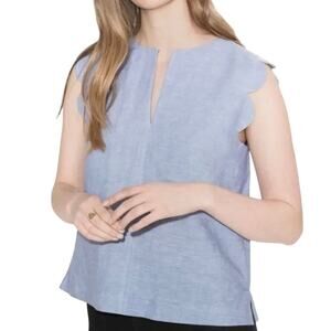 & OTHER STORIES / PARIS ATELIER Linen Scalloped Blouse, Size 12